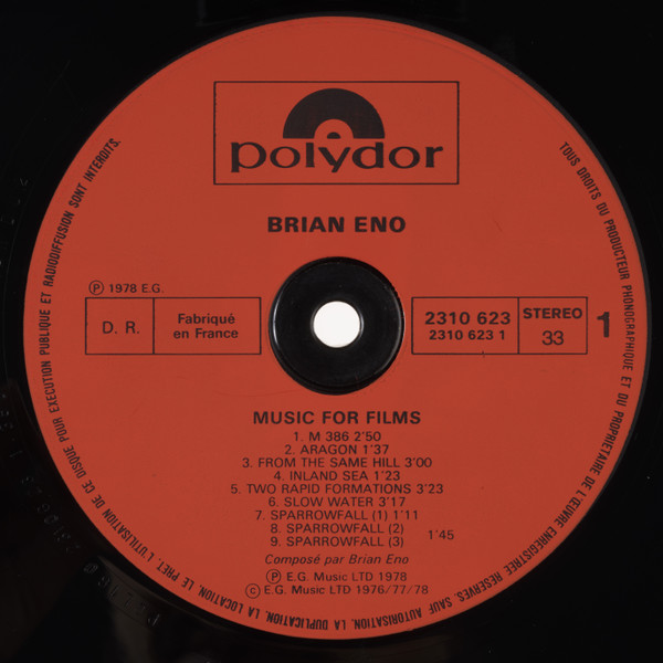 Brian Eno - Music For Films | EG (2310 623) - 3