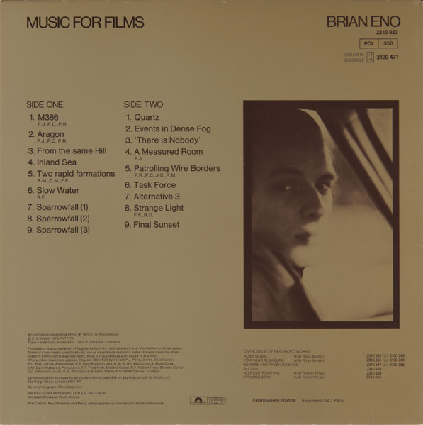 Brian Eno - Music For Films | EG (2310 623) - 2