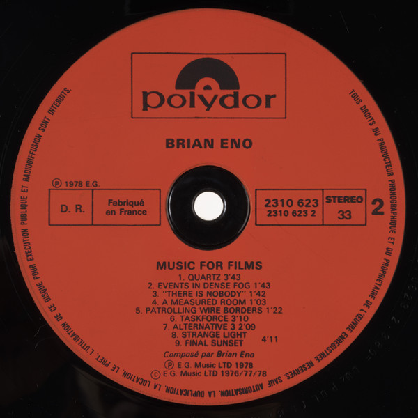 Brian Eno - Music For Films | EG (2310 623) - 4