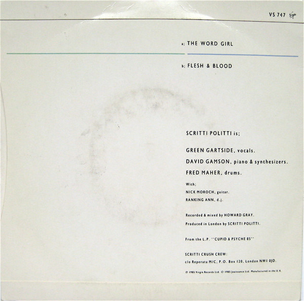 Scritti Politti With Ranking Ann - The Word Girl | Virgin (VS 747) - 2 Scritti Politti With Ranking Ann - The Word Girl | Virgin (VS 747) - 2