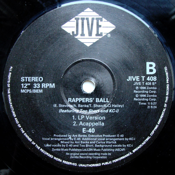 E-40 Featuring K-Ci & Too Short - Rappers' Ball | Jive (JIVE T 408) - 4