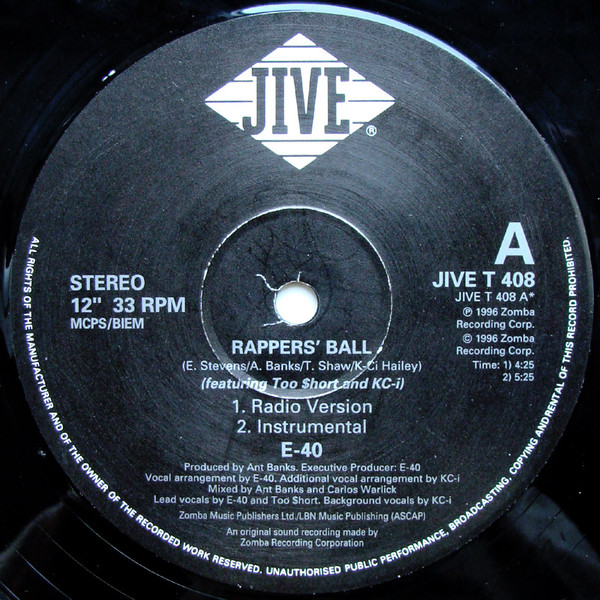 E-40 Featuring K-Ci & Too Short - Rappers' Ball | Jive (JIVE T 408) - 3