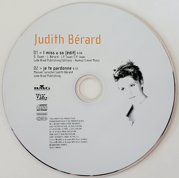 Judith Bérard - I Miss U So | Vik Recordings (74321 798 542) - 3