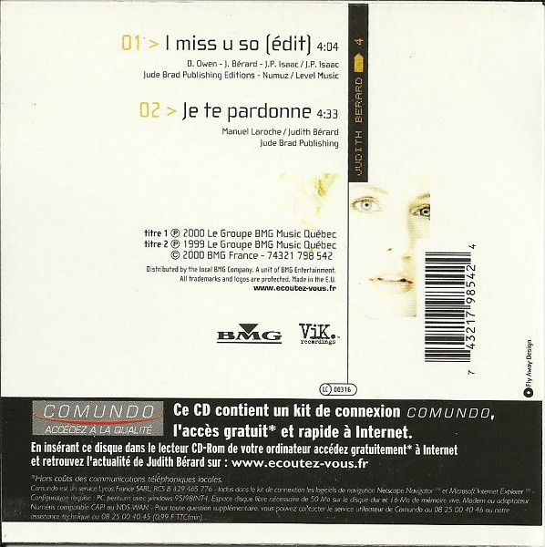 Judith Bérard - I Miss U So | Vik Recordings (74321 798 542) - 2