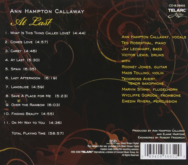 Ann Hampton Callaway - At Last | Telarc (CD 83665) - main