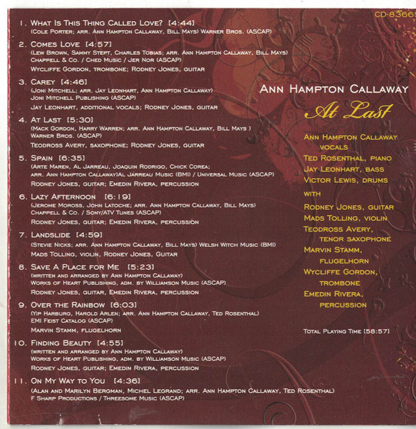 Ann Hampton Callaway - At Last | Telarc (CD 83665) - 2
