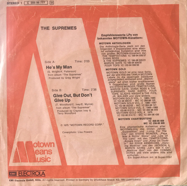 The Supremes - He's My Man | Tamla Motown (1C 006-96 777) - 2 The Supremes - He's My Man | Tamla Motown (1C 006-96 777) - 2