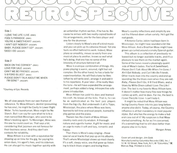 Mose Allison - Retrospective | Columbia (C 30564) - 4 Mose Allison - Retrospective | Columbia (C 30564) - 4