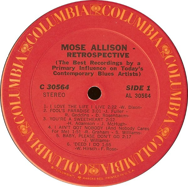 Mose Allison - Retrospective | Columbia (C 30564) - 2 Mose Allison - Retrospective | Columbia (C 30564) - 2