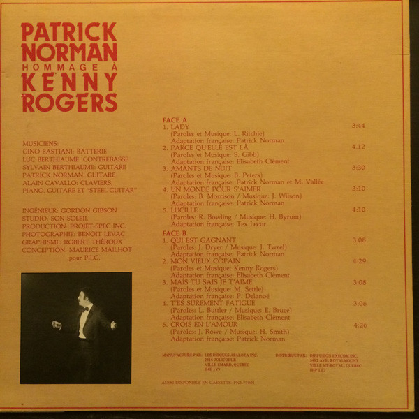 Patrick Norman - Hommage À Kenny Rogers [Vinyl] | Apaloza (PN-77001) - 2