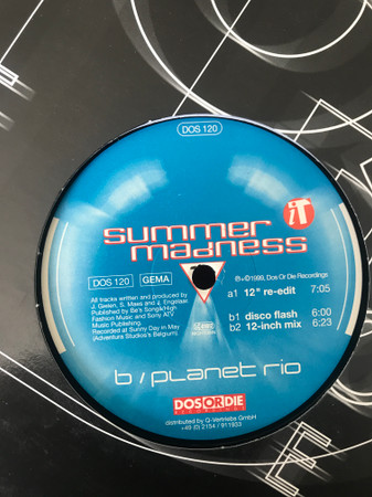 Summer Madness - Planet Rio | Dos Or Die Recordings (DOS 120) - 2