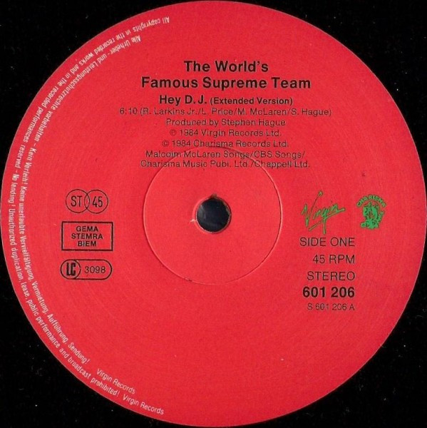 World's Famous Supreme Team - Hey D.J. | Virgin (601 206) - 2