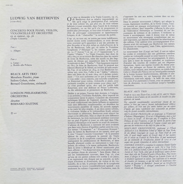 Beaux Arts Trio , Bernard Haitink , London Philharmonic Orchestra , Ludwig van Beethoven - Triple Concerto, Op. 56 | Philips (9500 382) - 2 Beaux Arts Trio , Bernard Haitink , London Philharmonic Orchestra , Ludwig van Beethoven - Triple Concerto, Op. 56 | Philips (9500 382) - 2