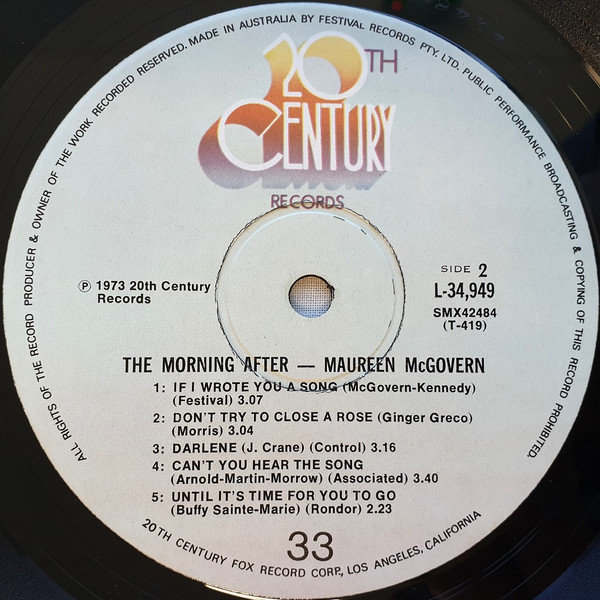 Maureen McGovern - The Morning After | 20th Century Records (L34949) - 4