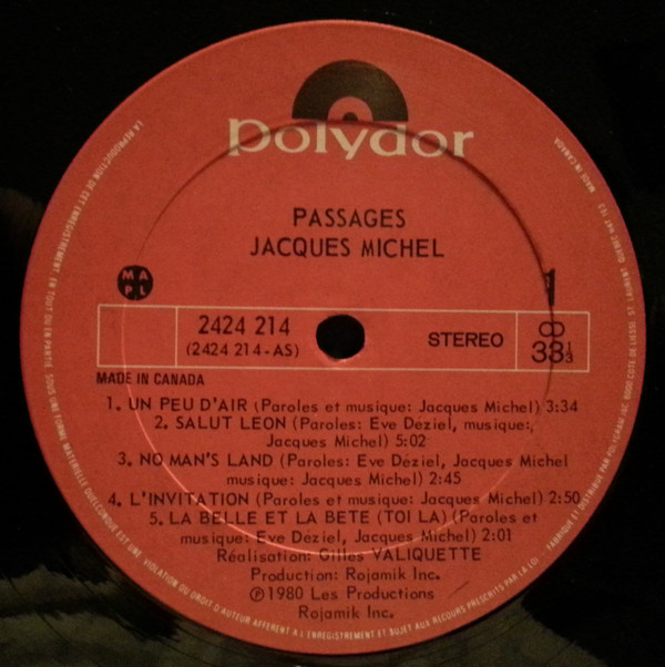 Jacques Michel - Passages [Vinyl] | Polydor (2424 214) - 2