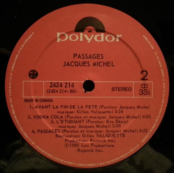 Jacques Michel - Passages [Vinyl] | Polydor (2424 214) - 3
