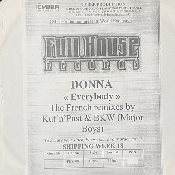 Donna - Everybody  (The French Remixes) | Full House (FHSP003)