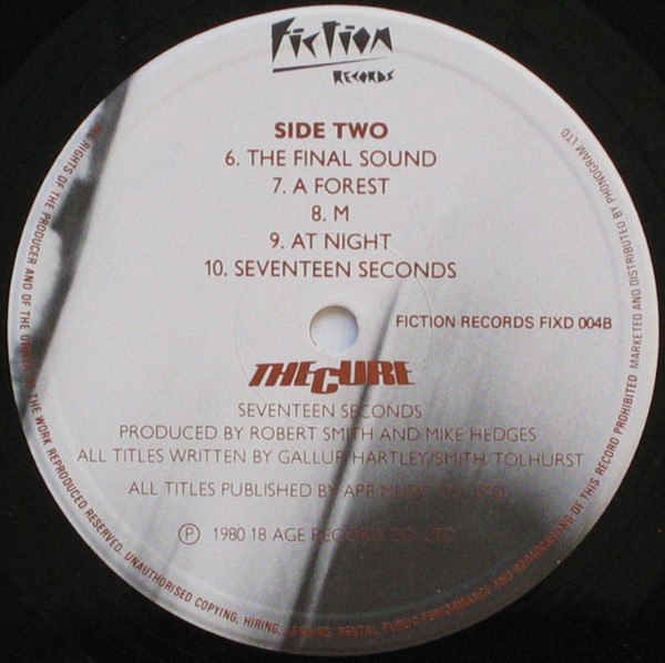 The Cure - Seventeen Seconds | Fiction Records (FIXD 4) - 4