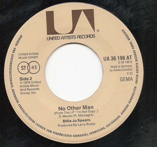 Billie Jo Spears - Never Did Like Whiskey / No Other Man | United Artists Records (UA 36 196 AT) - 4