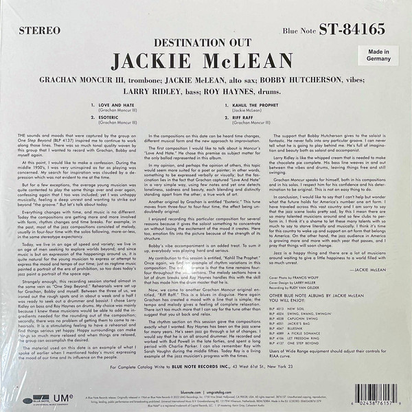Jackie McLean - Destination... Out! | Blue Note (3876157)