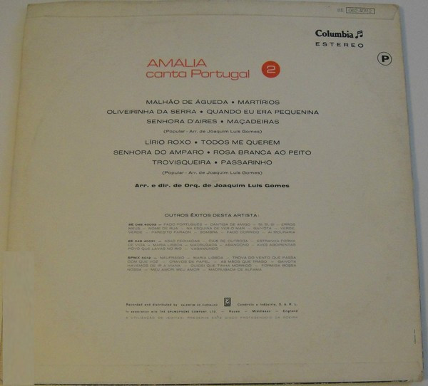 Amália Rodrigues - Amalia Canta Portugal 2 | Columbia (8E 062-40 112) - 2 Amália Rodrigues - Amalia Canta Portugal 2 | Columbia (8E 062-40 112) - 2