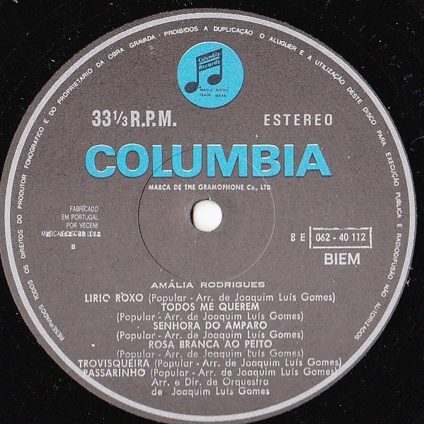 Amália Rodrigues - Amalia Canta Portugal 2 | Columbia (8E 062-40 112) - 4 Amália Rodrigues - Amalia Canta Portugal 2 | Columbia (8E 062-40 112) - 4
