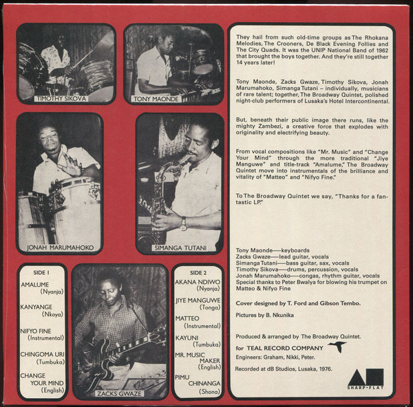 The Broadway Quintet - Amalume (Lekani Mowa) | Sharp-Flat Records (SF14) - 2 The Broadway Quintet - Amalume (Lekani Mowa) | Sharp-Flat Records (SF14) - 2