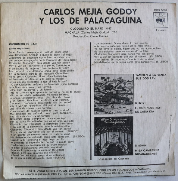 Carlos Mejía Godoy y Los De Palacagüina - Clodomiro El Ñajo | CBS (CBS 5690) - 2