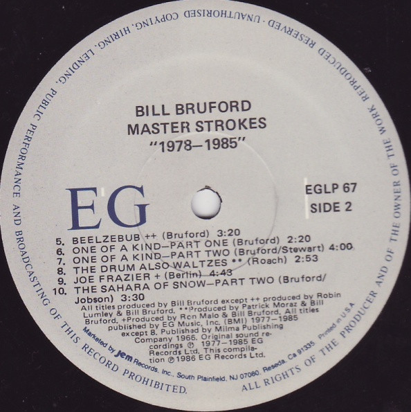 Bill Bruford - Master Strokes 1978-1985 | EG (EGLP 67) - 4