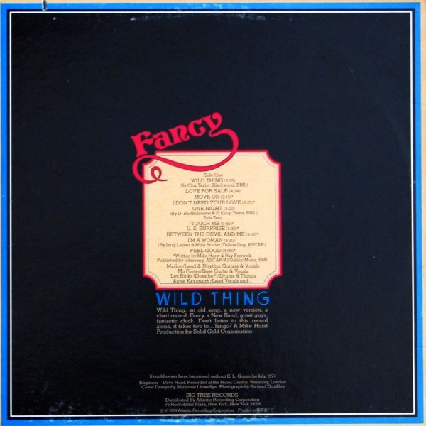 Fancy - Wild Thing | Big Tree Records (BT 89502) - 2 Fancy - Wild Thing | Big Tree Records (BT 89502) - 2