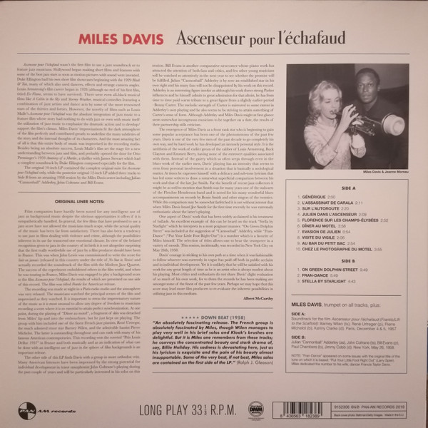 Miles Davis - Ascenseur Pour L'Échafaud | Pan Am Records (9152306) - 3