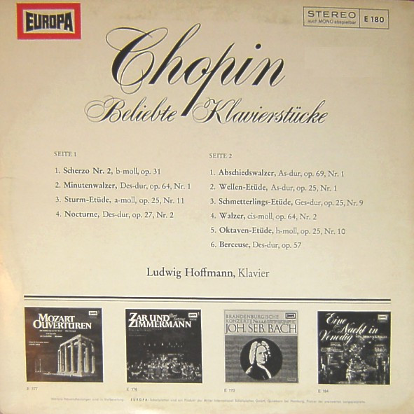 Frédéric Chopin - Ludwig Hoffmann - Beliebte Klavierstücke | Europa (E 180)