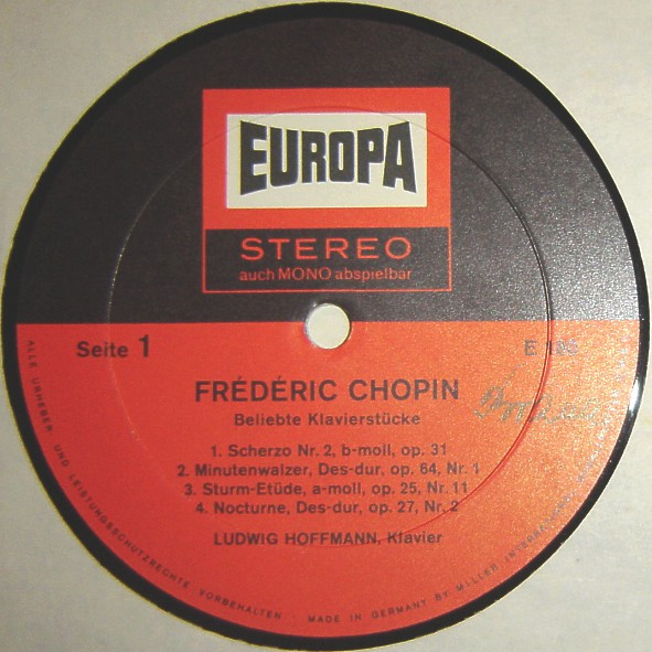 Frédéric Chopin - Ludwig Hoffmann - Beliebte Klavierstücke | Europa (E 180) - 2 Frédéric Chopin - Ludwig Hoffmann - Beliebte Klavierstücke | Europa (E 180) - 2