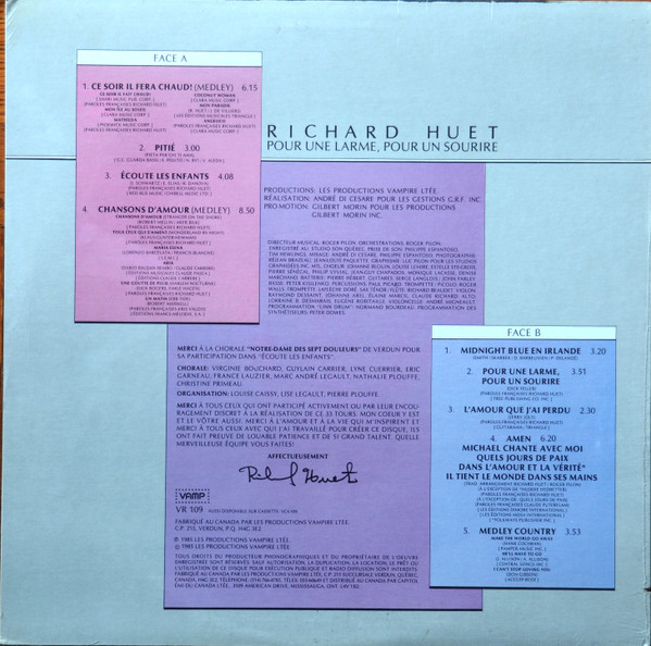 Richard Huet - Pour Une Larme, Pour Un Sourire [Vinyl] | Vamp (VR 109) - 2