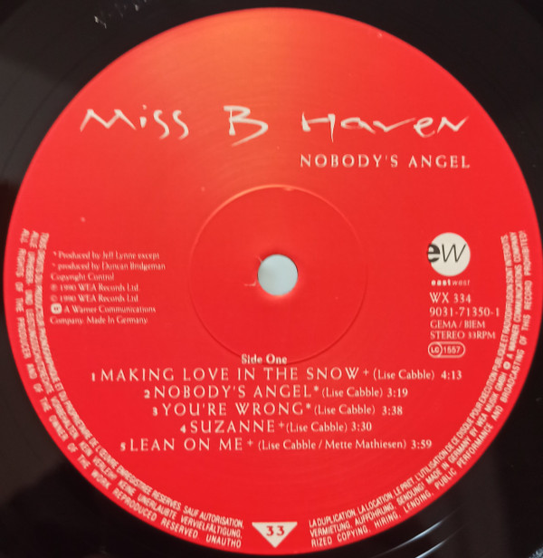 Miss B. Haven - Nobody's Angel | EastWest (WX 334) - 2