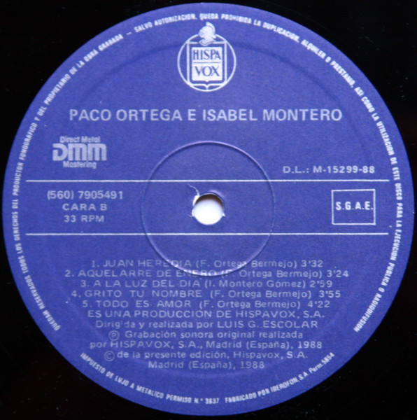 Paco Ortega E Isabel Montero - Paco Ortega & Isabel Montero | Hispavox ((560) 7905491) - 4