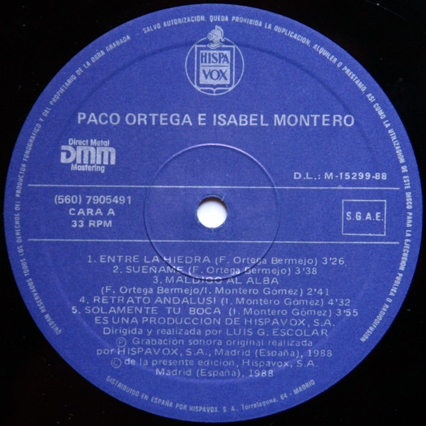 Paco Ortega E Isabel Montero - Paco Ortega & Isabel Montero | Hispavox ((560) 7905491) - 3