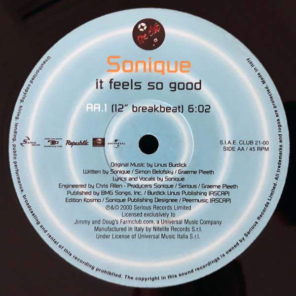 Sonique - It Feels So Good | The Club (CLUB 21-000) - 4