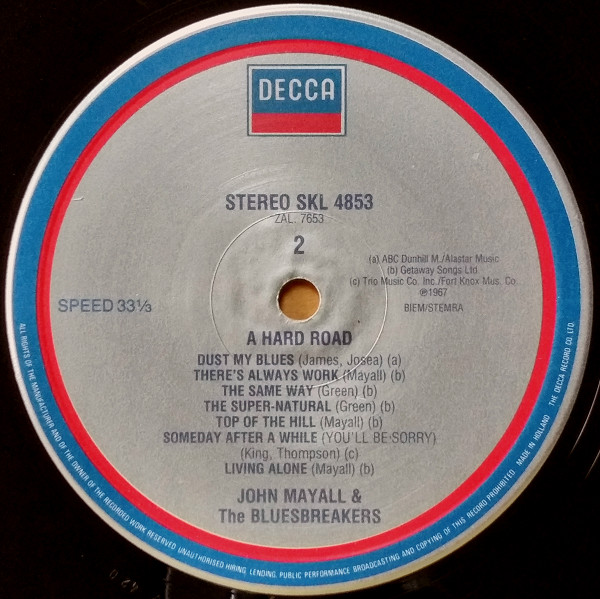 John Mayall & The Bluesbreakers - A Hard Road | Decca (SKL 4853) - 4 John Mayall & The Bluesbreakers - A Hard Road | Decca (SKL 4853) - 4