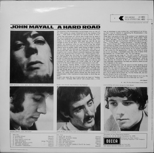 John Mayall & The Bluesbreakers - A Hard Road | Decca (SKL 4853) - 2 John Mayall & The Bluesbreakers - A Hard Road | Decca (SKL 4853) - 2