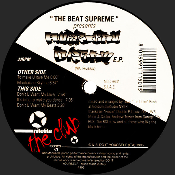The Beat Supreme - American Dream EP | Nitelite The Club Records (NLC 9601) - main
