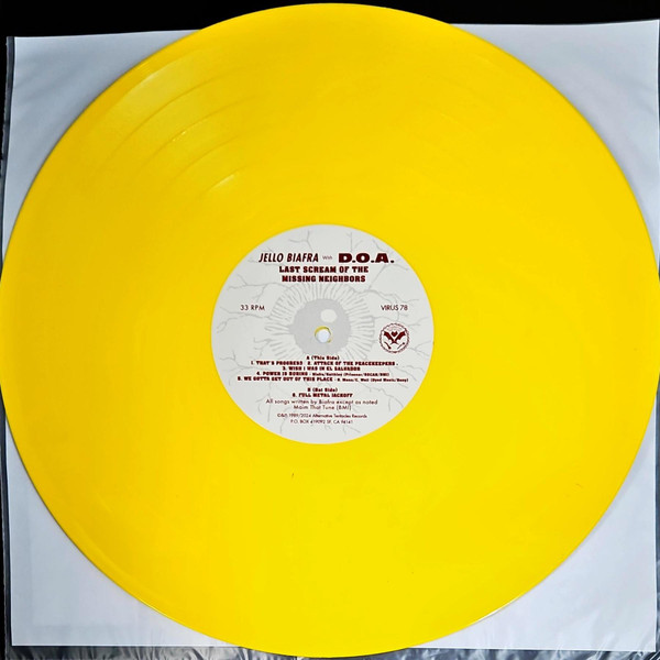 Jello Biafra With D.O.A. - Last Scream Of The Missing Neighbors (Yellow Vinyl) [Vinyl] | Alternative Tentacles (Virus 078) - 4