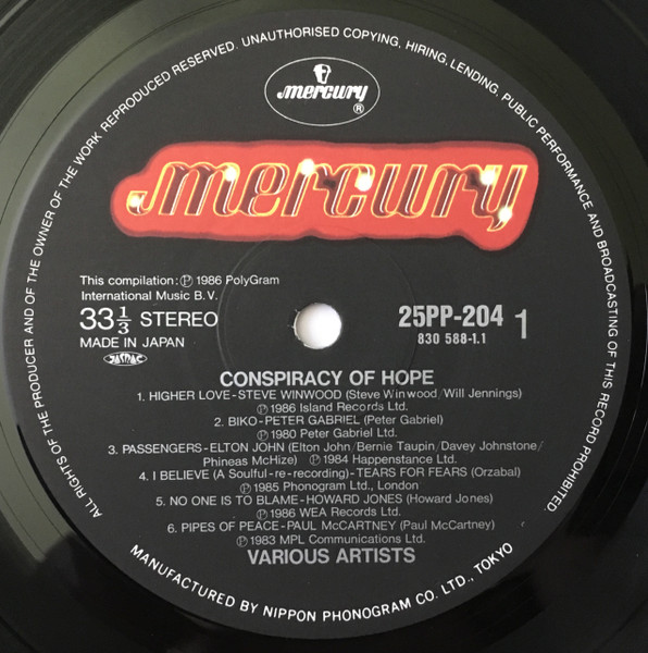 Various - Conspiracy Of Hope | Mercury (25PP-204) - 3