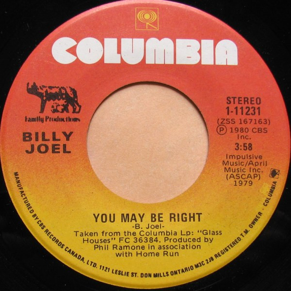Billy Joel - You May Be Right | Columbia (1-11231) - main