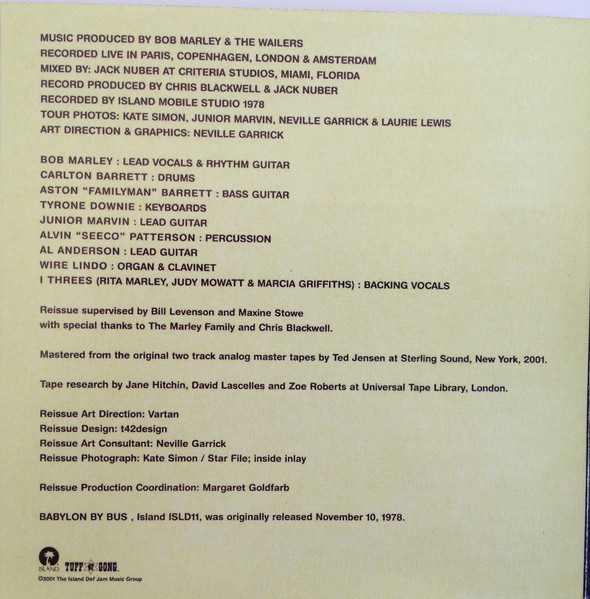 Bob Marley & The Wailers - Babylon By Bus | Tuff Gong (GAI 06 03) - 3