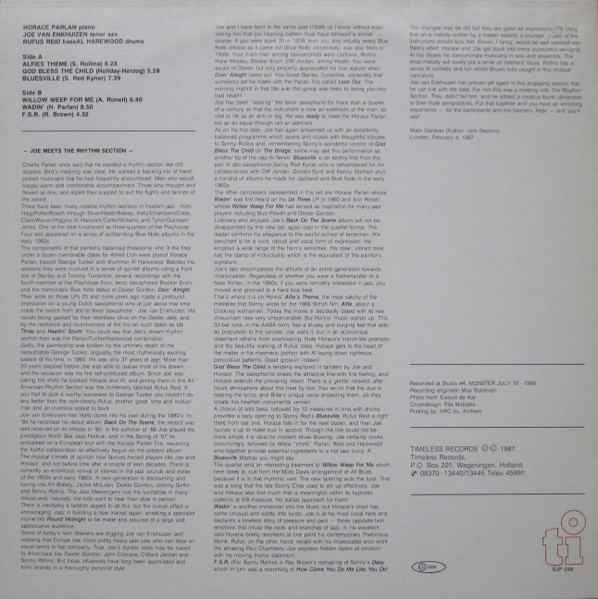 Horace Parlan , Rufus Reid , Al Harewood , Joe Van Enkhuizen - Joe Meets The Rhythm Section | Timeless (SJP 249) - 2 Horace Parlan , Rufus Reid , Al Harewood , Joe Van Enkhuizen - Joe Meets The Rhythm Section | Timeless (SJP 249) - 2