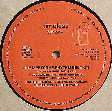 Horace Parlan , Rufus Reid , Al Harewood , Joe Van Enkhuizen - Joe Meets The Rhythm Section | Timeless (SJP 249) - 3 Horace Parlan , Rufus Reid , Al Harewood , Joe Van Enkhuizen - Joe Meets The Rhythm Section | Timeless (SJP 249) - 3