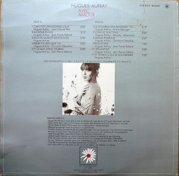 Hugues Aufray - Avec Amour | La Compagnie (LP 1004) - 2