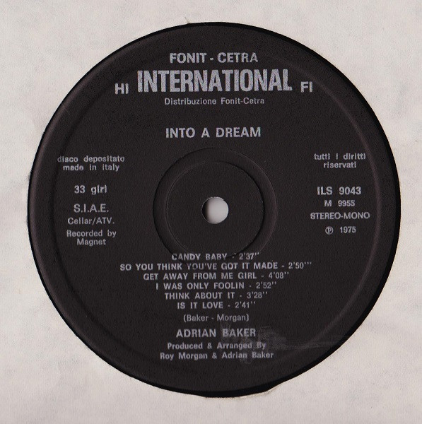Adrian Baker - Into A Dream | Fonit Cetra International (ILS 9043) - 4 Adrian Baker - Into A Dream | Fonit Cetra International (ILS 9043) - 4