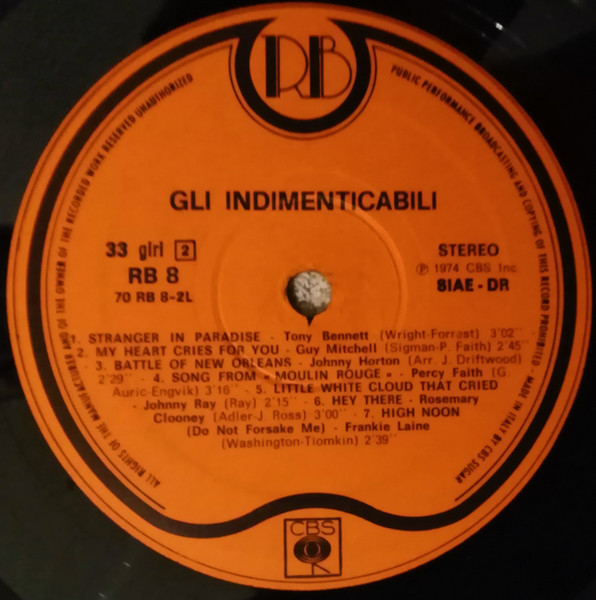 Various - Gli Indimenticabili | Record Bazaar (RB 8) - 4 Various - Gli Indimenticabili | Record Bazaar (RB 8) - 4